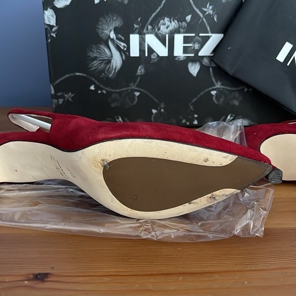 Inez Red Suede Monica  Slingback heels - Picture 4 of 7